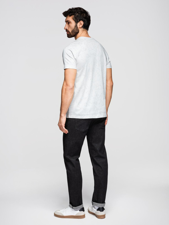 Ombre Clothing Moška bombažna majica s celoplošnim tiskom in napisom "ombre" na prsih - bela V2 OM-TSFP-0263 Ombre Clothing