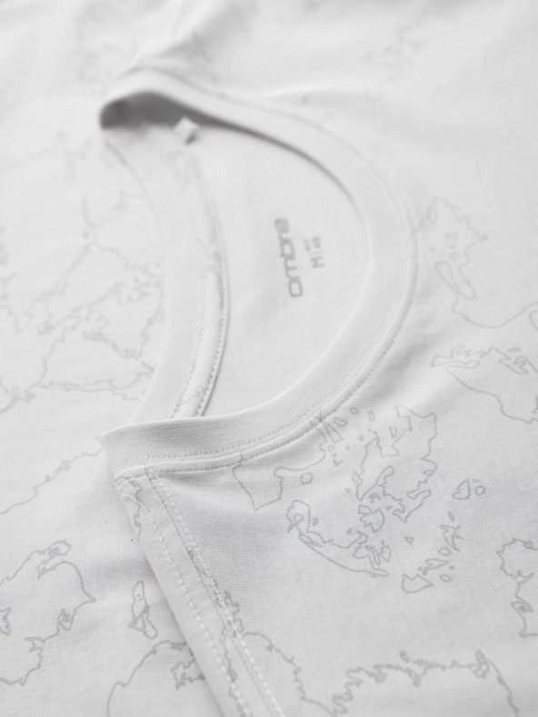 Ombre Clothing Moška bombažna majica s celoplošnim tiskom in napisom "ombre" na prsih - bela V2 OM-TSFP-0263 Ombre Clothing