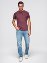 Ombre Clothing Moška majica s pranjem efektom in gumbi pri izrezu - vinsko rdeča V3 OM-TSWT-0150 Ombre Clothing