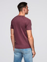 Ombre Clothing Moška majica s pranjem efektom in gumbi pri izrezu - vinsko rdeča V3 OM-TSWT-0150 Ombre Clothing