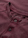 Ombre Clothing Moška majica s pranjem efektom in gumbi pri izrezu - vinsko rdeča V3 OM-TSWT-0150 Ombre Clothing
