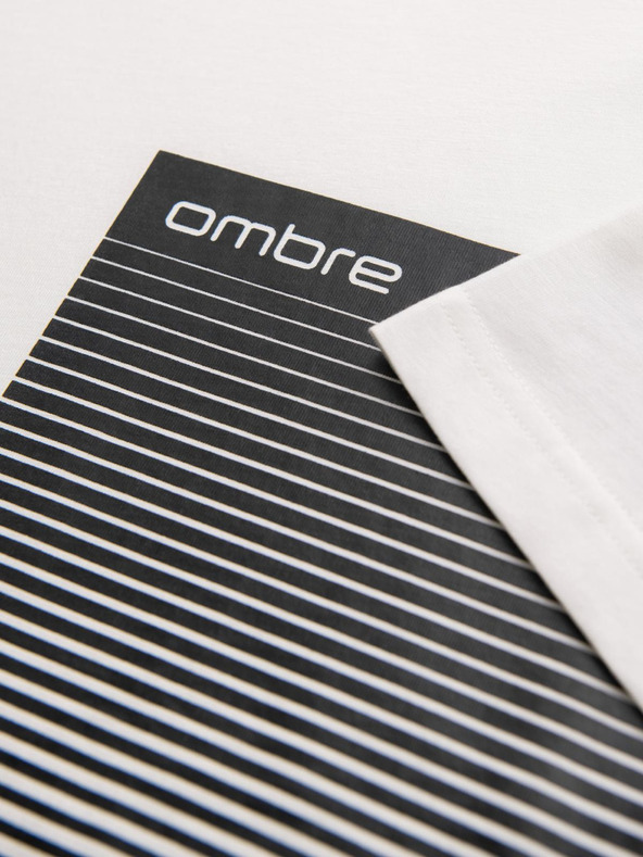 Ombre Clothing Moška bombažna majica z grafičnim tiskom - bela V1 OM-TSPT-0246 Ombre Clothing