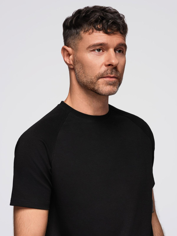 Ombre Clothing Moška majica COMFORT FIT z raglanskimi rokavi - črna V2 OM-TSCT-0240 Ombre Clothing