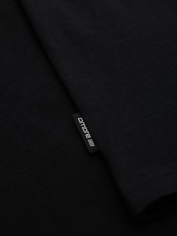 Ombre Clothing Moška bombažna majica z geometrijskim tiskom - črna V1 OM-TSPT-0260 Ombre Clothing