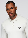 Ombre Clothing Polo srajca z dolgim rokavom in elegantnimi znamčnimi gumbi - kremna V2 OM-POLS-0139 Ombre Clothing