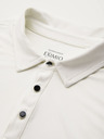 Ombre Clothing Polo srajca z dolgim rokavom in elegantnimi znamčnimi gumbi - kremna V2 OM-POLS-0139 Ombre Clothing