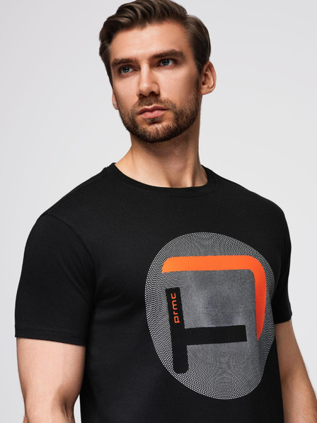 Ombre Clothing Moška majica z velikim tiskom - črna V2 OM-TSPT-0245 Ombre Clothing