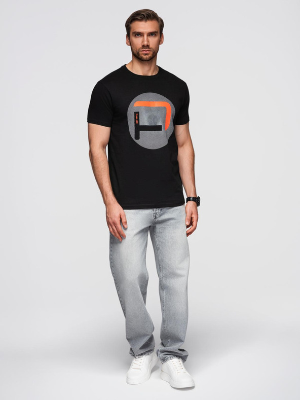 Ombre Clothing Moška majica z velikim tiskom - črna V2 OM-TSPT-0245 Ombre Clothing