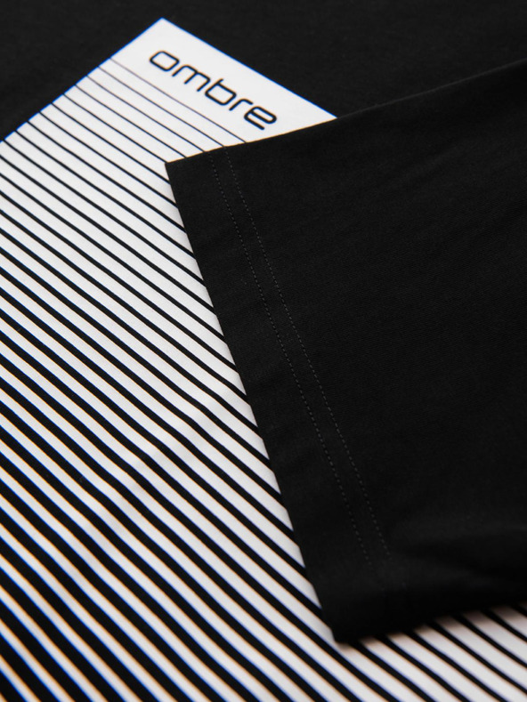 Ombre Clothing Moška bombažna majica z grafičnim tiskom - črna V2 OM-TSPT-0246 Ombre Clothing
