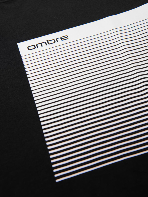 Ombre Clothing Moška bombažna majica z grafičnim tiskom - črna V2 OM-TSPT-0246 Ombre Clothing