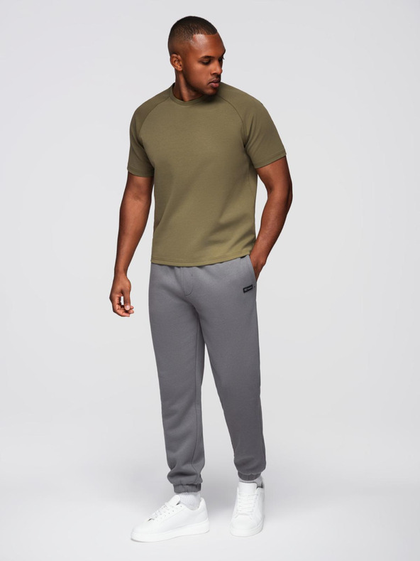 Ombre Clothing Moška majica COMFORT FIT z raglanskimi rokavi - olivna V4 OM-TSCT-0240 Ombre Clothing