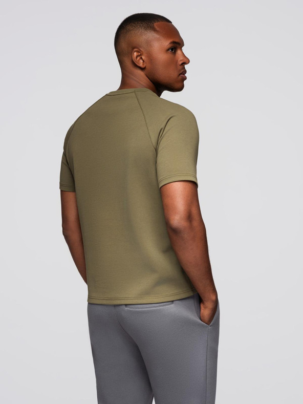 Ombre Clothing Moška majica COMFORT FIT z raglanskimi rokavi - olivna V4 OM-TSCT-0240 Ombre Clothing
