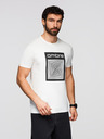 Ombre Clothing Moška bombažna majica z geometrijskim tiskom - bela V2 OM-TSPT-0260 Ombre Clothing