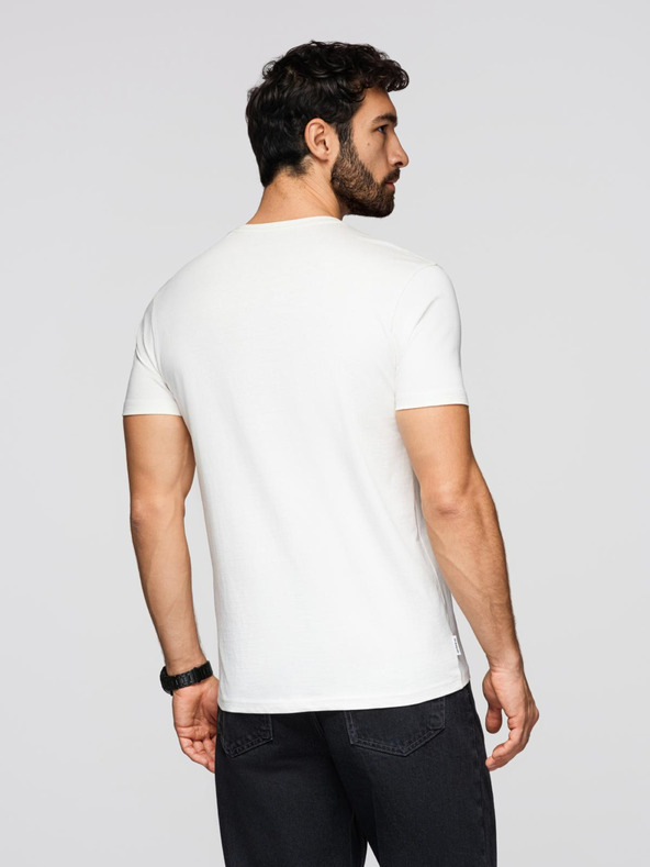 Ombre Clothing Moška bombažna majica z geometrijskim tiskom - bela V2 OM-TSPT-0260 Ombre Clothing