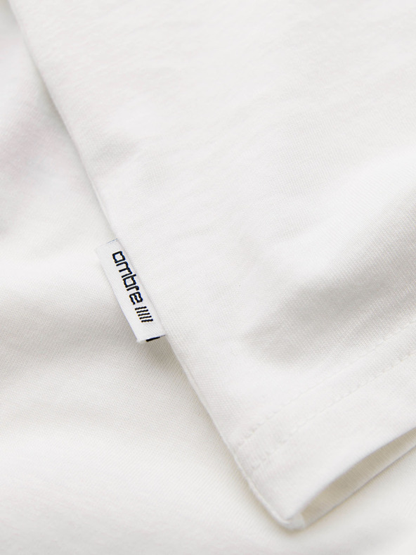 Ombre Clothing Moška bombažna majica z geometrijskim tiskom - bela V2 OM-TSPT-0260 Ombre Clothing