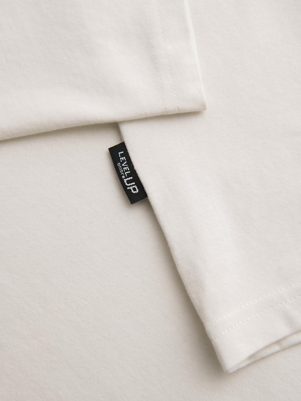 Ombre Clothing Moška bombažna majica LOOSE FIT s круглим izrezom - kremasta V2 OM-TSBC-0267 Ombre Clothing