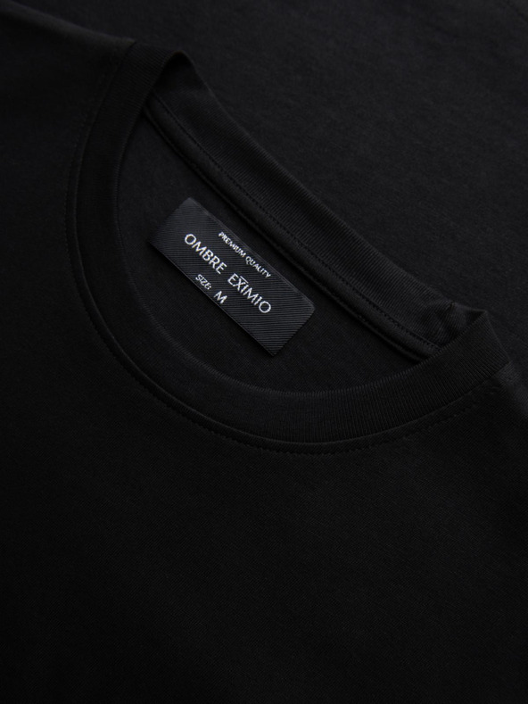Ombre Clothing Moška bombažna majica z aplikacijo nakit na prsih - črna V1 OM-TSCT-0290 Ombre Clothing