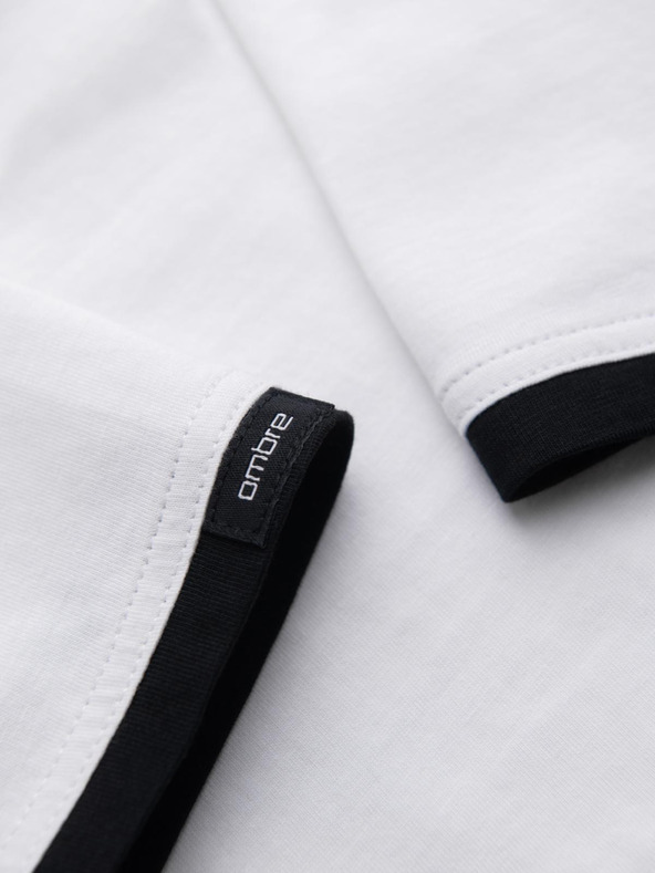 Ombre Clothing Moška bombažna majica s kapuco - bela V1 OM-TSCT-0256 Ombre Clothing