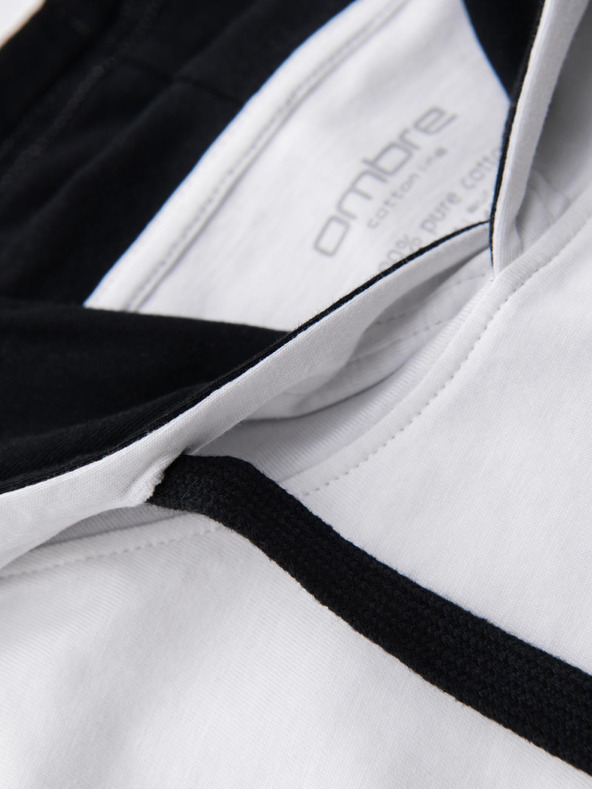 Ombre Clothing Moška bombažna majica s kapuco - bela V1 OM-TSCT-0256 Ombre Clothing