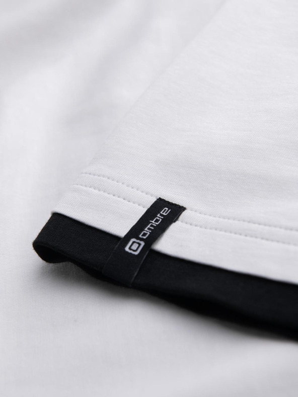 Ombre Clothing Moška bombažna majica s kapuco - bela V1 OM-TSCT-0256 Ombre Clothing