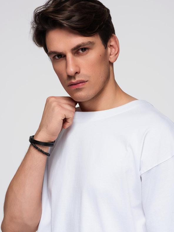 Ombre Clothing Moška bombažna majica s bleščičastim motivom kril na hrbtu - bela V2 OM-TSCT-0289 Ombre Clothing