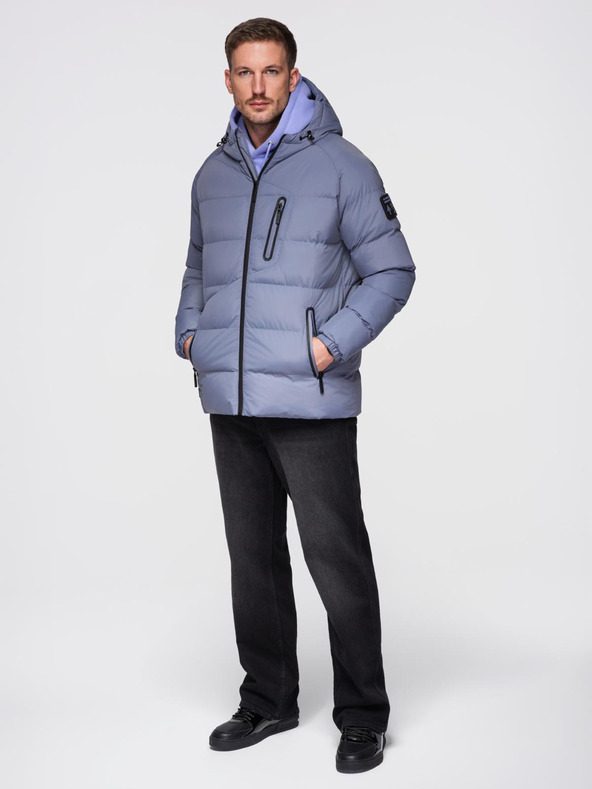 Ombre Clothing Moška topla prešitena jakna z raglan rokavi - faded purple V6 OM-JAHP-0302 Ombre Clothing