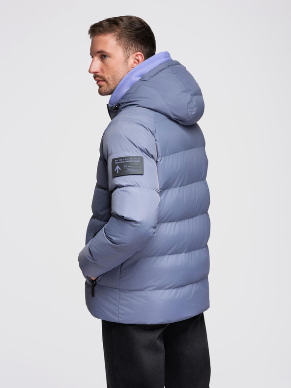 Ombre Clothing Moška topla prešitena jakna z raglan rokavi - faded purple V6 OM-JAHP-0302 Ombre Clothing