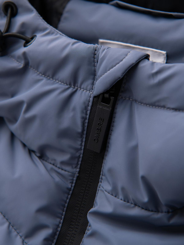 Ombre Clothing Moška topla prešitena jakna z raglan rokavi - faded purple V6 OM-JAHP-0302 Ombre Clothing