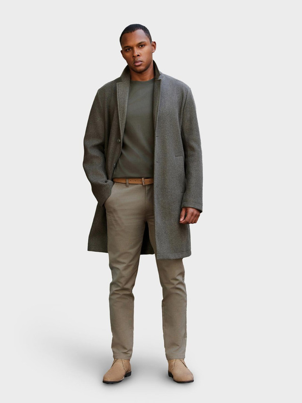 Ombre Clothing Moški lahek enoredni plašč - grafit khaki V6 OM-COWC-0104 Ombre Clothing
