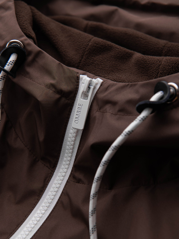 Ombre Clothing Moška lahka jakna regular fit s podlogo in kapuco - rjavo-bež V1 OM-JANP-0242 Ombre Clothing
