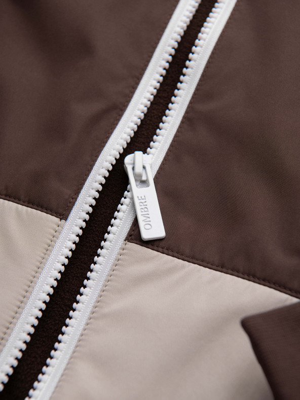 Ombre Clothing Moška lahka jakna regular fit s podlogo in kapuco - rjavo-bež V1 OM-JANP-0242 Ombre Clothing