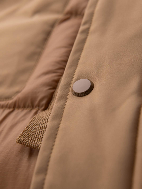 Ombre Clothing Moška dolga prešitena jakna z velikimi žepi - bež V2 OM-JALJ-0308 Ombre Clothing