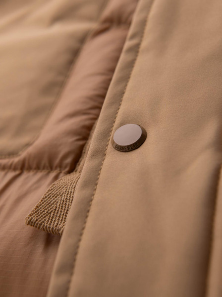 Ombre Clothing Moška dolga prešitena jakna z velikimi žepi - bež V2 OM-JALJ-0308 Ombre Clothing