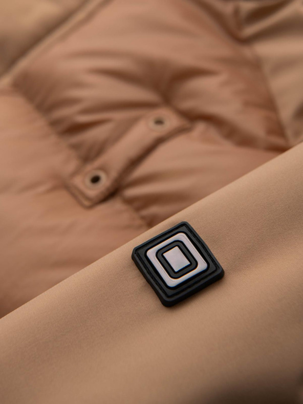 Ombre Clothing Moška dolga prešitena jakna z velikimi žepi - bež V2 OM-JALJ-0308 Ombre Clothing