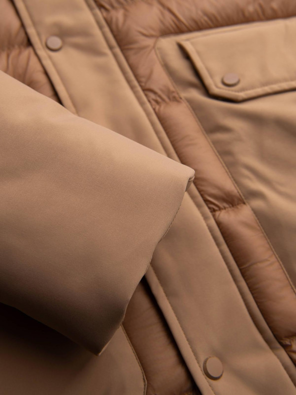 Ombre Clothing Moška dolga prešitena jakna z velikimi žepi - bež V2 OM-JALJ-0308 Ombre Clothing