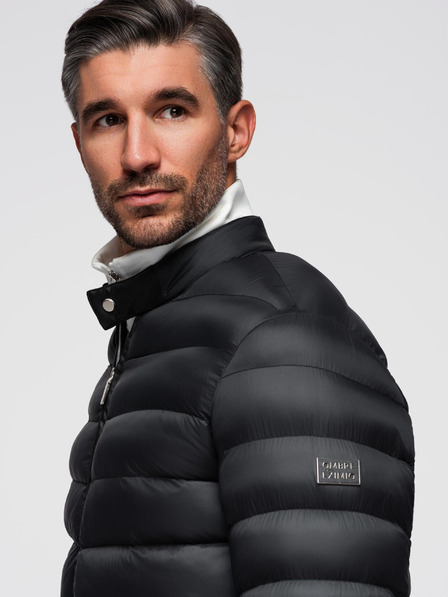 Ombre Clothing Moška prešitena klasična jakna s stoječem - črna V1 OM-JALP-0261 Ombre Clothing