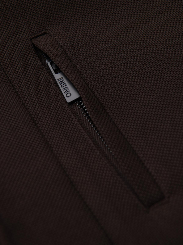 Ombre Clothing Moški strukturirani plašč z visokim ovratnikom - temno rjava V5 OM-COWC-0136 Ombre Clothing