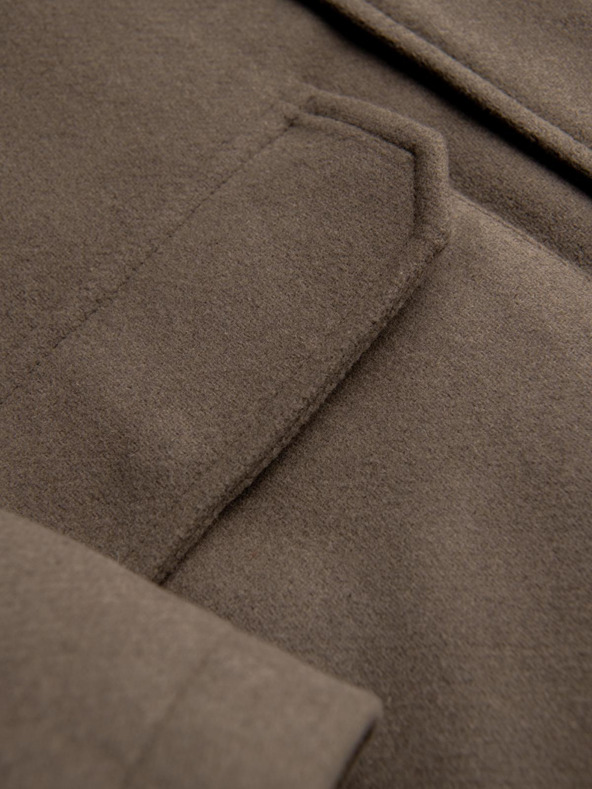 Ombre Clothing Moški volneni parka plašč s kapuco - khaki V2 OM-COWC-0132 Ombre Clothing