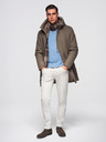 Ombre Clothing Moški volneni parka plašč s kapuco - khaki V2 OM-COWC-0132 Ombre Clothing