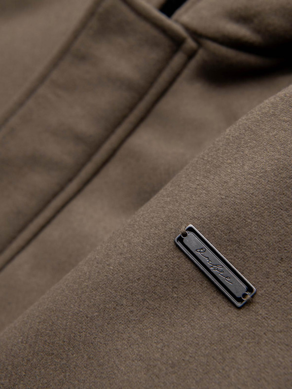 Ombre Clothing Moški volneni parka plašč s kapuco - khaki V2 OM-COWC-0132 Ombre Clothing