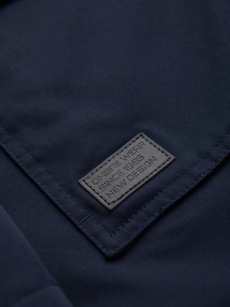 Ombre Clothing Moška dolga parka jakna z ovčje kože - temno modra V2 OM-JAPJ-0316 Ombre Clothing