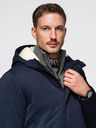 Ombre Clothing Moška dolga parka jakna z ovčje kože - temno modra V2 OM-JAPJ-0316 Ombre Clothing