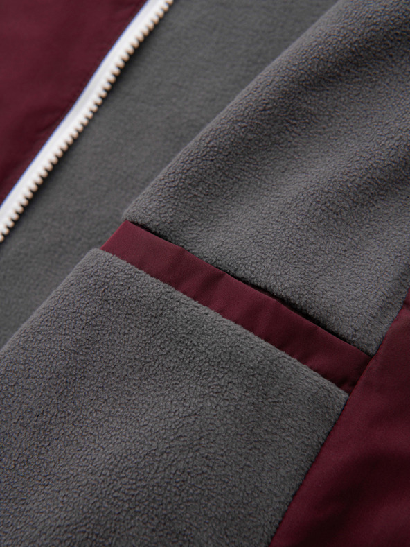 Ombre Clothing Moška lahka jakna regular fit s podlogo in kapuco - vinska siva V3 OM-JANP-0242 Ombre Clothing