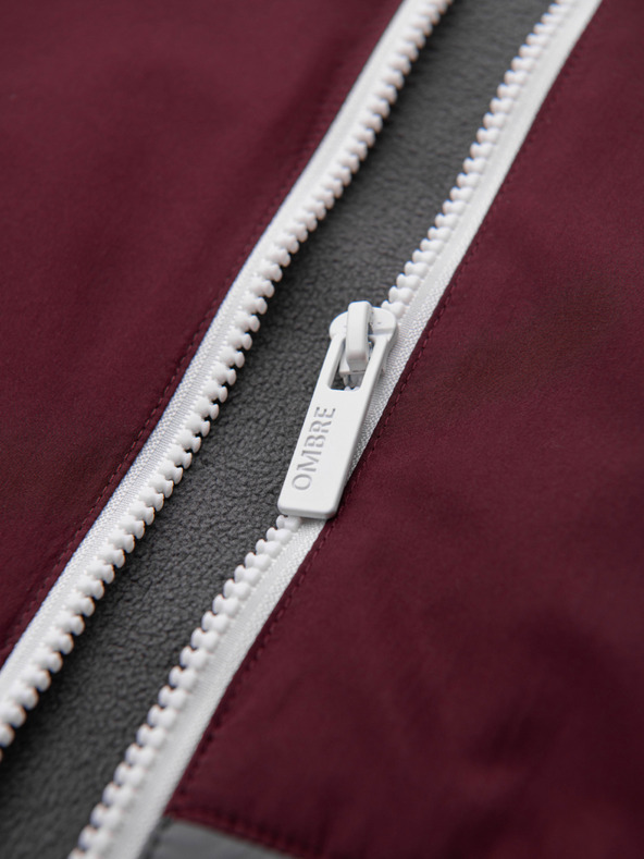 Ombre Clothing Moška lahka jakna regular fit s podlogo in kapuco - vinska siva V3 OM-JANP-0242 Ombre Clothing