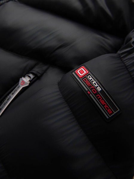 Ombre Clothing Moška sodobna prešitena jakna iz kombiniranih materialov - črna V1 OM-JAHP-0303 Ombre Clothing