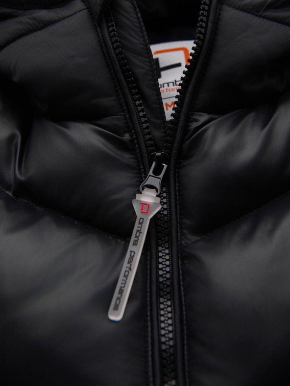 Ombre Clothing Moška sodobna prešitena jakna iz kombiniranih materialov - črna V1 OM-JAHP-0303 Ombre Clothing