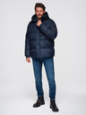 Ombre Clothing Moška prešitena jakna z visoko kapuco na zadrgo - temno modra V2 OM-JAHP-0238 Ombre Clothing