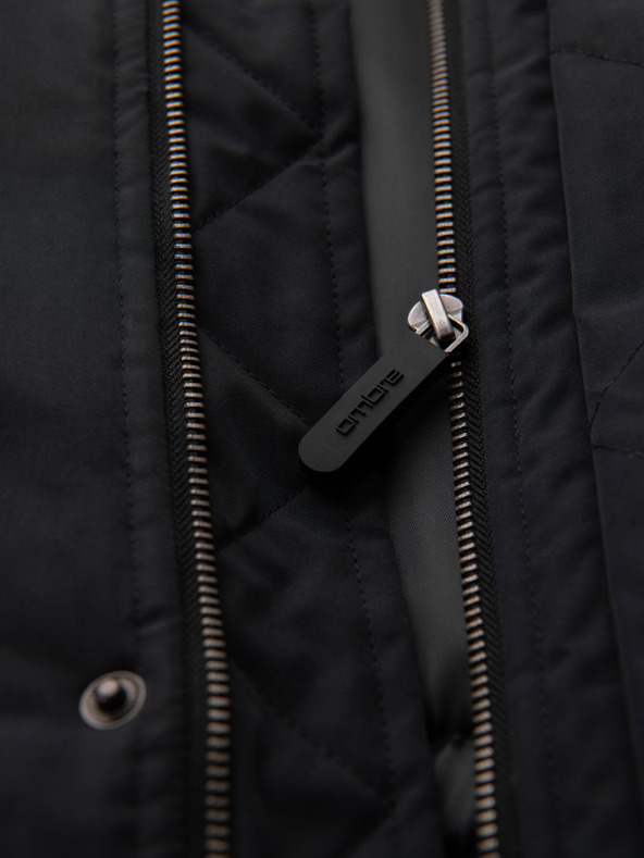 Ombre Clothing Klasična dolga moška parka jakna - črna V6 OM-JAPJ-0313 Ombre Clothing