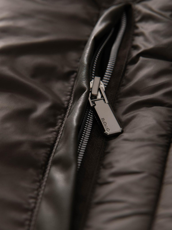 Ombre Clothing Moška klasična prešitena jakna s stoječem - olivna V3 OM-JALP-0261 Ombre Clothing