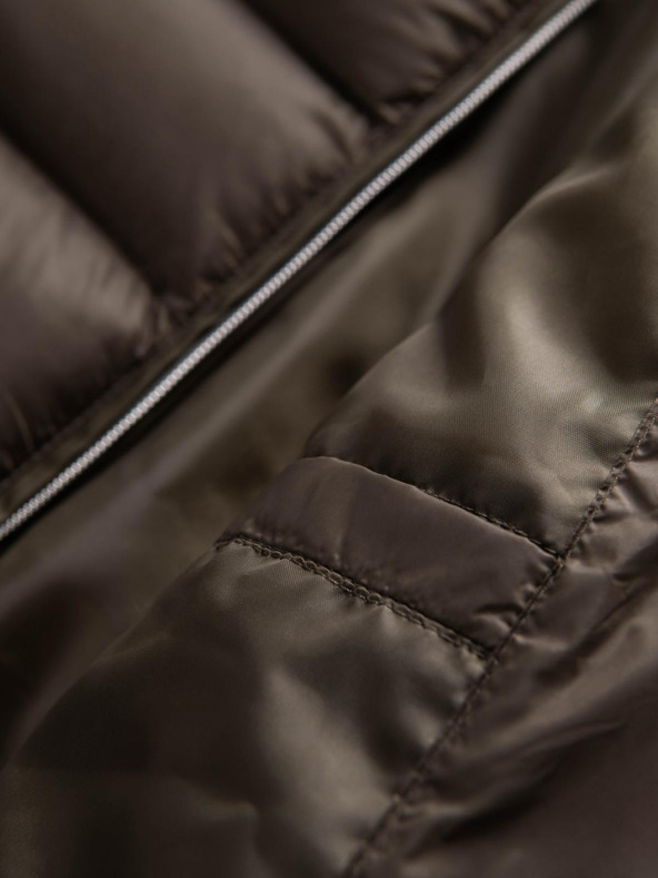 Ombre Clothing Moška klasična prešitena jakna s stoječem - olivna V3 OM-JALP-0261 Ombre Clothing